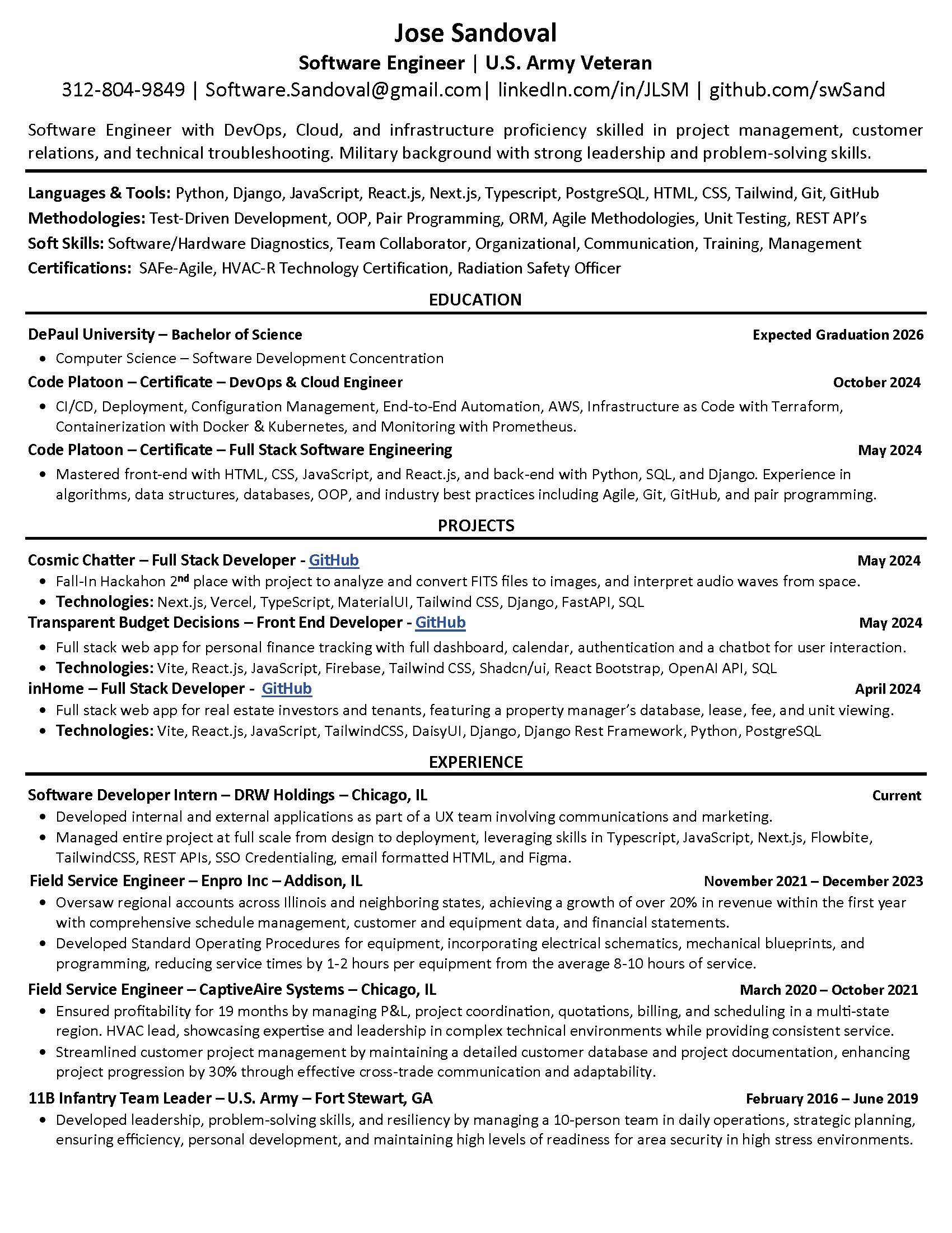 Jose Sandoval - Resume