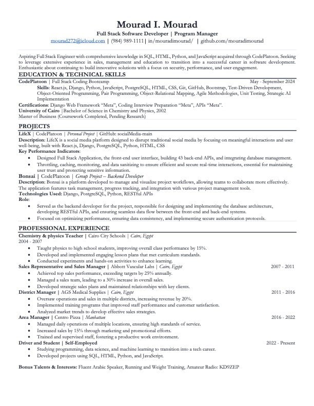 Mourad Mourad Resume